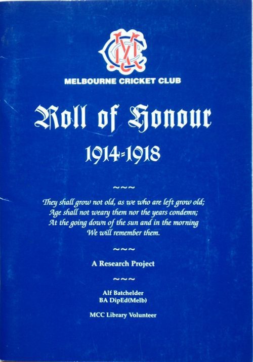 Melbourne Cricket Club Roll of Honour 1914-1918